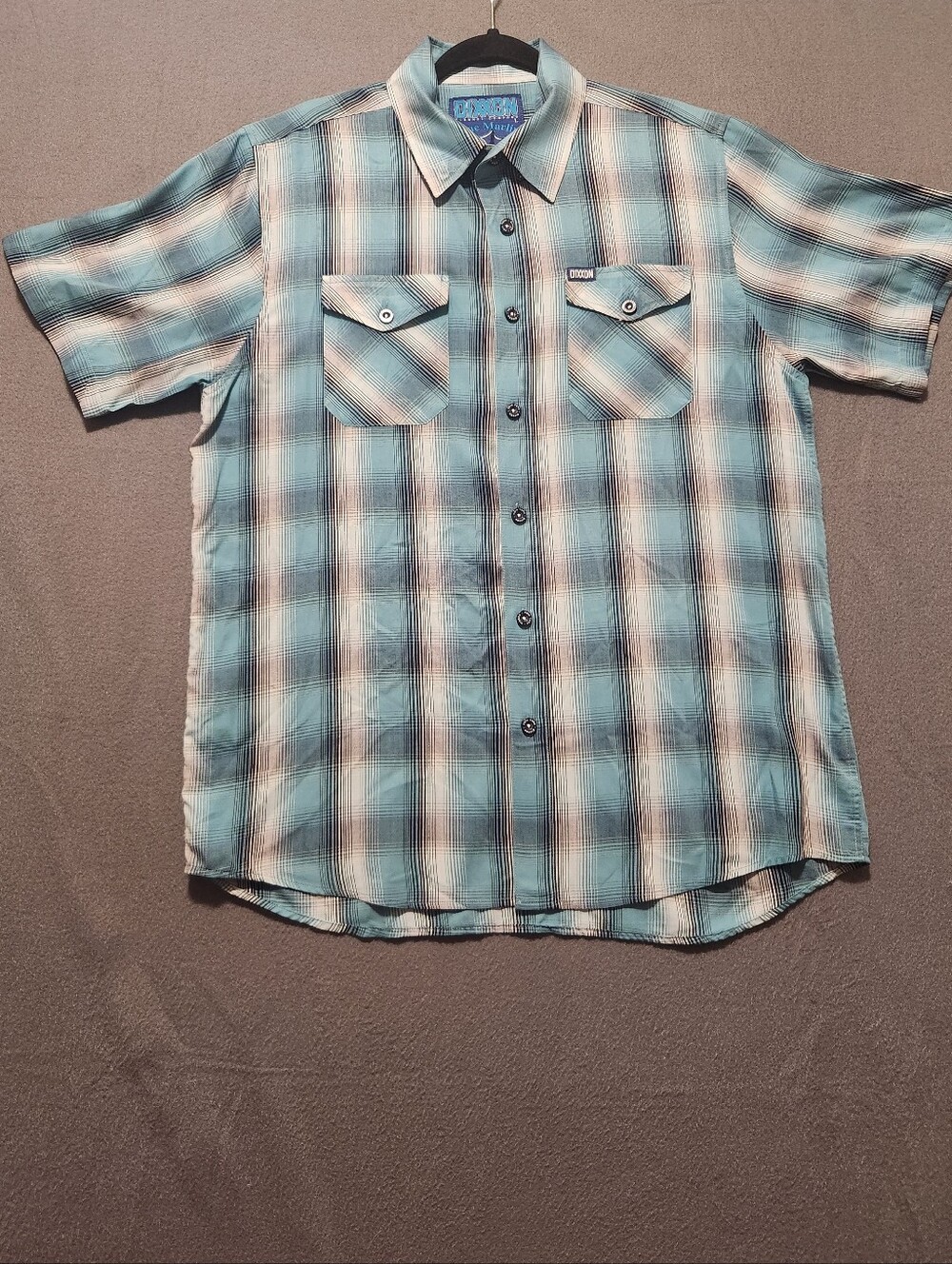 Dixxon Flannel Co Button Down  Shirt Mens Medium Blue Marlin Plaid D-Lux Bamboo